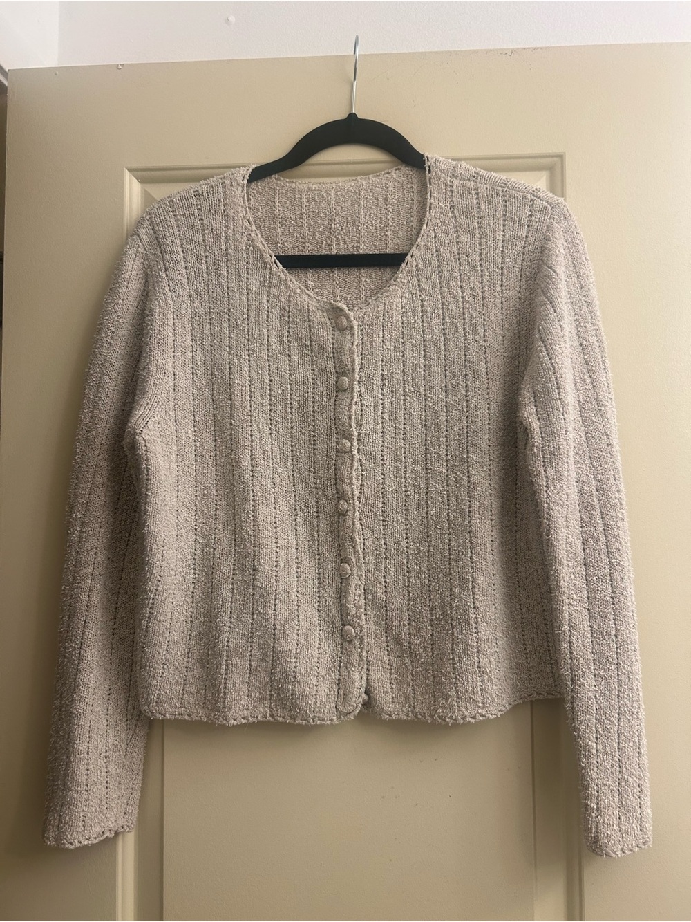 Vintage Classic Cream Knit Button-Front Women's Sweater